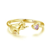 Bague Ajustable Chat en Argent 925
