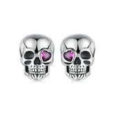 Boucles d'Oreilles Puces Tête de Mort en Argent 925