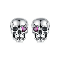 Boucles d'Oreilles Puces Tête de Mort en Argent 925