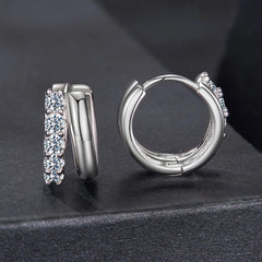 Créoles Double Rang Moissanite en Argent 925 avec Certificat