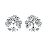 Boucles d'Oreilles Puces Arbre de Vie en Argent 925