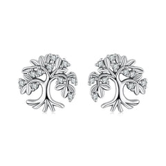 Boucles d'Oreilles Puces Arbre de Vie en Argent 925