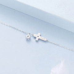 Bracelet Croix Lumière d'Étoile en Argent 925