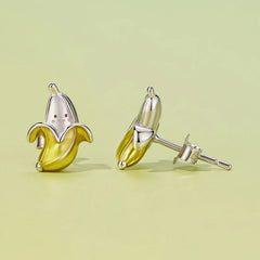 Boucles d'Oreilles Puces Banane en Argent 925