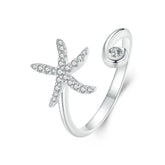 Bague Ajustable Étoile de Mer en Argent 925