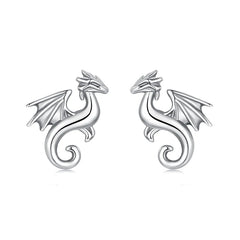Boucles d'Oreilles Puces Mini Dragon Volant en Argent 925