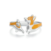 Bague Ajustable Chien Corgi en Argent 925