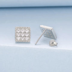 Boucles d'Oreilles Puces Carrées en Argent 925