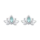 Boucles d'Oreilles Puces Fleur de Lotus en Argent 925