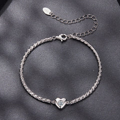 Bracelet Cœur Moissanite en Argent 925 avec Certificat