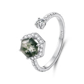Bague Ajustable Agate Mousse en Argent 925