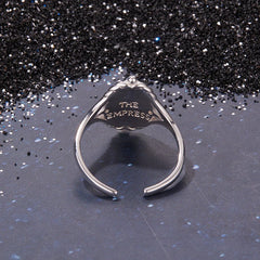 Bague Ajustable Carte de Tarot Reine en Argent 925
