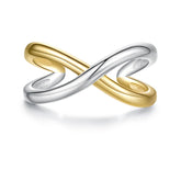 Bague Ajustable Entrelacée Bicolore en Argent 925