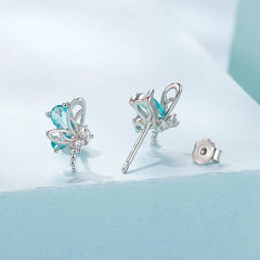Boucles d'Oreilles Puces Libellule en Argent 925