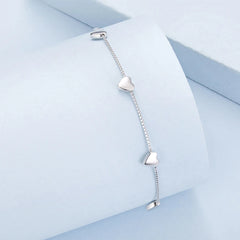 Bracelet Maillons Cœur en Argent 925