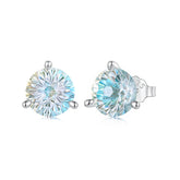Boucles d'Oreilles Puces Pierre Feu d'Artifice en Argent 925
