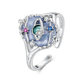 Bague Ajustable Carte de Tarot Le Monde en Argent 925