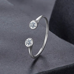Bague Ajustable Moissanite 0,1ct en Argent 925 avec Certificat