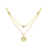 Collier Double Rang Soleil Opale en Argent 925