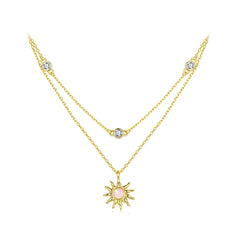 Collier Double Rang Soleil Opale en Argent 925