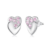 Boucles d'Oreilles Puces Cœur en Argent 925