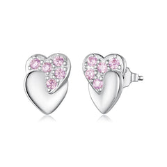 Boucles d'Oreilles Puces Cœur en Argent 925