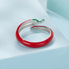 Bague Ajustable Piment Rouge en Argent 925