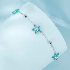 Bracelet Étoile de Mer Bleu-Vert en Argent 925