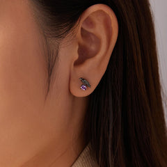 Boucles d'Oreilles Puces Corbeau en Argent 925