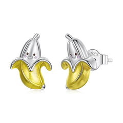 Boucles d'Oreilles Puces Banane en Argent 925