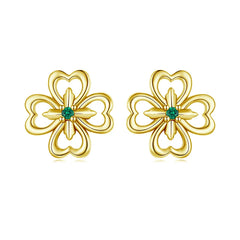 Boucles d'Oreilles Puces Trèfle en Argent 925