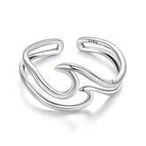 Bague Double Rang Vague Océan en Argent 925
