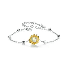 Bracelet à Breloque Tournesol en Argent 925