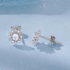 Boucles d'Oreilles Puces Fleur de Givre en Argent 925