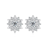Boucles d'Oreilles Puces Fleur de Givre en Argent 925
