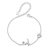 Bracelet à Breloque Chat en Argent 925