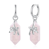 Créoles Fleur Quartz Rose en Argent 925