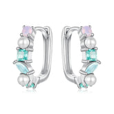 Créoles Pierres Géométriques Colorées en Argent 925