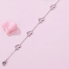 Bracelet Maillons Cœur en Argent 925