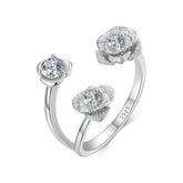 Bague Ajustable Fleur de Rose en Argent 925