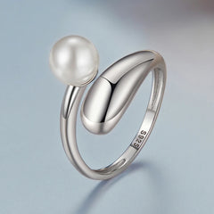 Bague Ajustable Perle Coquillage en Argent 925