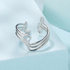 Bague Ajustable Note de Musique en Argent 925