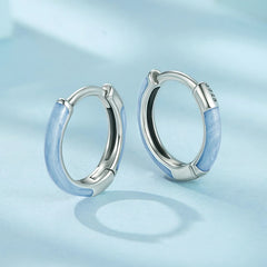 Créoles Anneau Bleu en Argent 925