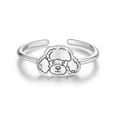 Bague Ajustable Chien Caniche en Argent 925