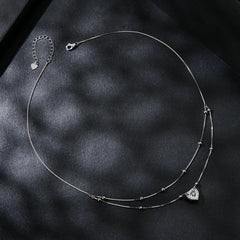 Collier Moissanite Double Rang en Argent 925 avec Certificat