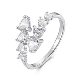 Bague Ajustable Cœur Étincelant en Argent 925