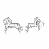 Boucles d'Oreilles Puces Cheval au Galop en Argent 925