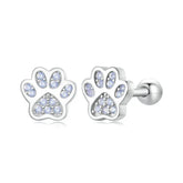 Boucles d'Oreilles Puces Traversantes Patte d'Animal en Argent 925