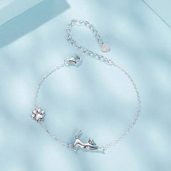 Bracelet à Breloque Chat en Argent 925