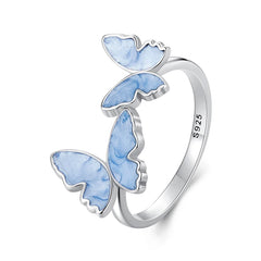 Bague Papillon Bleu en Argent 925